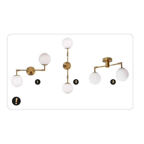 Επιτοίχιο Φωτιστικό 2ΧΕ27 Ορείχαλκο Μεταλλικό+ΟΠΑΛ Γυαλί ACA DECOR    – V360502W