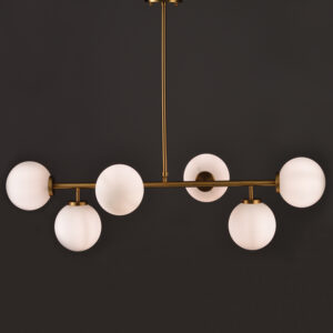 Κρεμαστό Φωτιστικό 6ΧΕ27 Ορείχαλκο Μεταλλικό+ΟΠΑΛ Γυαλί ACA DECOR – V360506P