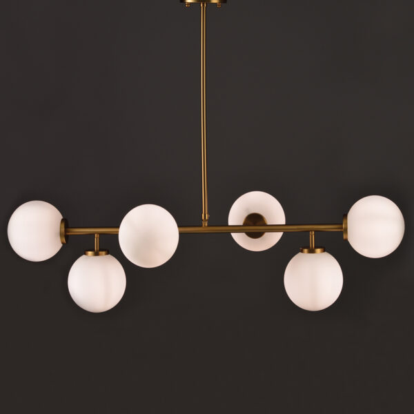 Κρεμαστό Φωτιστικό 6ΧΕ27 Ορείχαλκο Μεταλλικό+ΟΠΑΛ Γυαλί ACA DECOR – V360506P