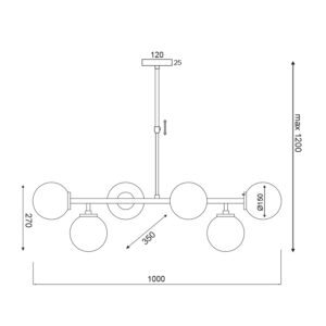 Κρεμαστό Φωτιστικό 6ΧΕ27 Ορείχαλκο Μεταλλικό+ΟΠΑΛ Γυαλί ACA DECOR – V360506P