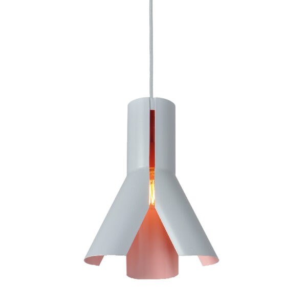 Κρεμαστό Φωτιστικό 1ΧΕ27 Μεταλλικό Γκρι+Παλ Ροζ Φ300 ACA DECOR   – V36117GP