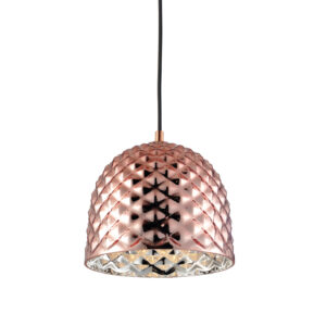 Κρεμαστό Φωτιστικό 1ΧΕ27 Γυαλί Χάλκινο Πολυγωνικό Φ240 ACA DECOR   – V36352CP