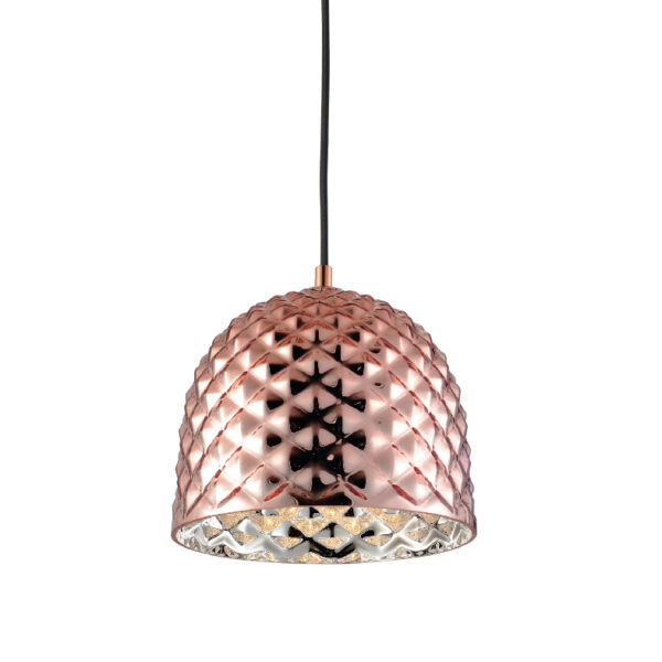 Κρεμαστό Φωτιστικό 1ΧΕ27 Γυαλί Χάλκινο Πολυγωνικό Φ240 ACA DECOR   – V36352CP