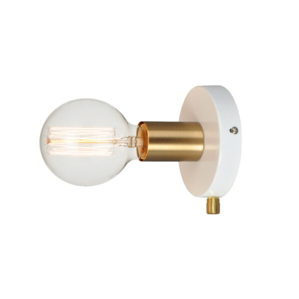 Επιτοίχιο Φωτιστικό 1ΧΕ27 Μεταλλικό Λευκό + Ορείχαλκος Φ120 ACA DECOR   – V36382WP