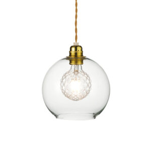 Κρεμαστό Φωτιστικό 1ΧΕ27 Διάφανο Γυαλί Φ200 Χρυσή Ανάρτηση  ACA DECOR   – V3643320CL