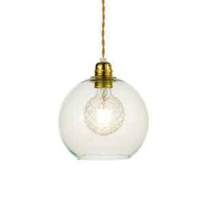 Κρεμαστό Φωτιστικό 1ΧΕ27 Διάφανο Γυαλί Μέντα Φ200 Χρυσή Ανάρτηση  ACA DECOR   – V3643320LG