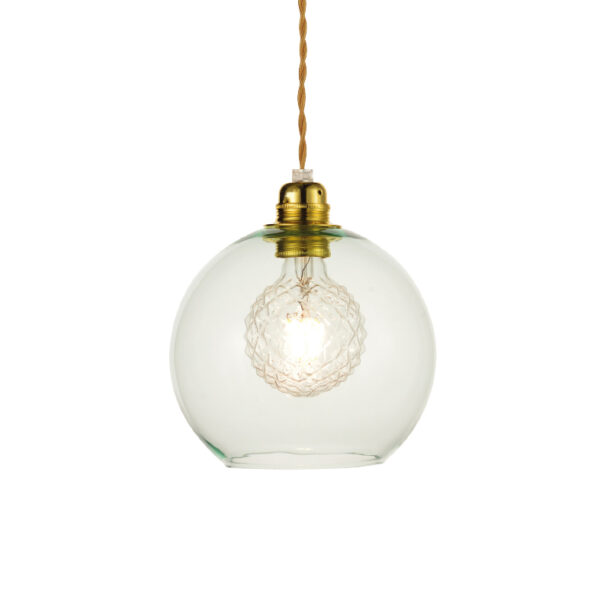 Κρεμαστό Φωτιστικό 1ΧΕ27 Διάφανο Γυαλί Μέντα Φ200 Χρυσή Ανάρτηση  ACA DECOR   – V3643320LG