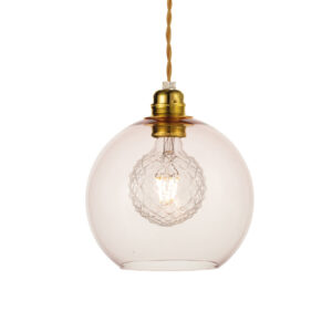 Κρεμαστό Φωτιστικό 1ΧΕ27 Διάφανο Ροζ Γυαλί Φ200 Χρυσή Ανάρτηση  ACA DECOR   – V3643320LP