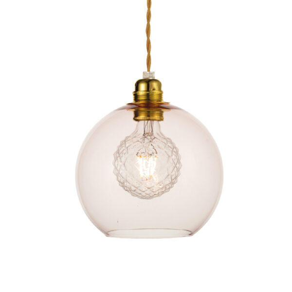 Κρεμαστό Φωτιστικό 1ΧΕ27 Διάφανο Ροζ Γυαλί Φ200 Χρυσή Ανάρτηση  ACA DECOR   – V3643320LP