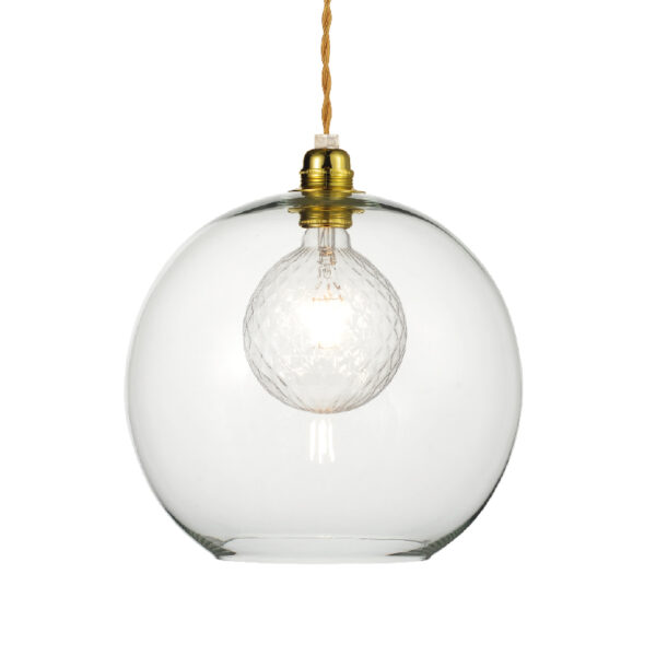 Κρεμαστό Φωτιστικό 1ΧΕ27 Διάφανο Γυαλί Φ300 Χρυσή Ανάρτηση ACA DECOR  – V3643330CL