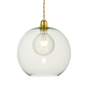 Κρεμαστό Φωτιστικό 1ΧΕ27 Διάφανο Μέντα Γυαλί Φ300 Χρυσή Ανάρτηση ACA DECOR  – V3643330LG