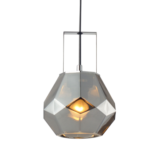 ACA DECOR   – Κρεμαστό Φωτιστικό 1ΧΕ27 Γυαλί Φιμέ + Χρώμιο Μέταλλο Φ18ΧΗ120cm