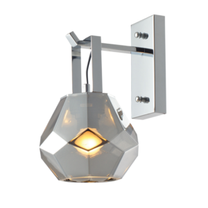 ACA DECOR   – Επίτοιχο Φωτιστικό 1ΧΕ27 Γυαλί Φιμέ + Χρώμιο Μέταλλο Φ18Χ23,5Χ30cm