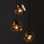 ACA DECOR  – Κρεμαστό Φωτιστικό 3ΧΕ27 Γυαλί Κεχριμπάρι + Ορείχαλκο Μέταλλο Φ30ΧΗ101cm