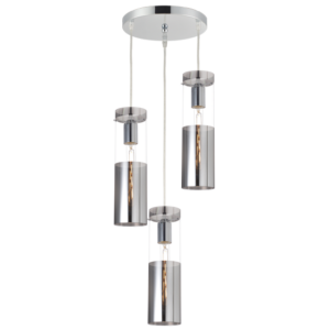 ACA DECOR   – Κρεμαστό Φωτιστικό 3ΧΕ27 Χρώμιο Γυαλί + Μέταλλο Φ28ΧΗ120cm