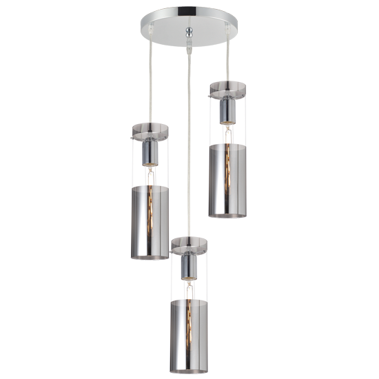 ACA DECOR   – Κρεμαστό Φωτιστικό 3ΧΕ27 Χρώμιο Γυαλί + Μέταλλο Φ28ΧΗ120cm