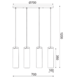 ACA DECOR  – Κρεμαστό Φωτιστικό 4ΧΕ27 Χρώμιο Γυαλί + Μέταλλο 70Χ10ΧΗ120cm