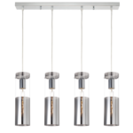 ACA DECOR  – Κρεμαστό Φωτιστικό 4ΧΕ27 Χρώμιο Γυαλί + Μέταλλο 70Χ10ΧΗ120cm