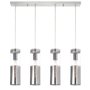 ACA DECOR  – Κρεμαστό Φωτιστικό 4ΧΕ27 Χρώμιο Γυαλί + Μέταλλο 70Χ10ΧΗ120cm