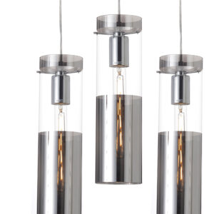 ACA DECOR   – Κρεμαστό Φωτιστικό 3ΧΕ27 Χρώμιο Γυαλί + Μέταλλο Φ28ΧΗ120cm