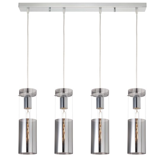 ACA DECOR  – Κρεμαστό Φωτιστικό 4ΧΕ27 Χρώμιο Γυαλί + Μέταλλο 70Χ10ΧΗ120cm