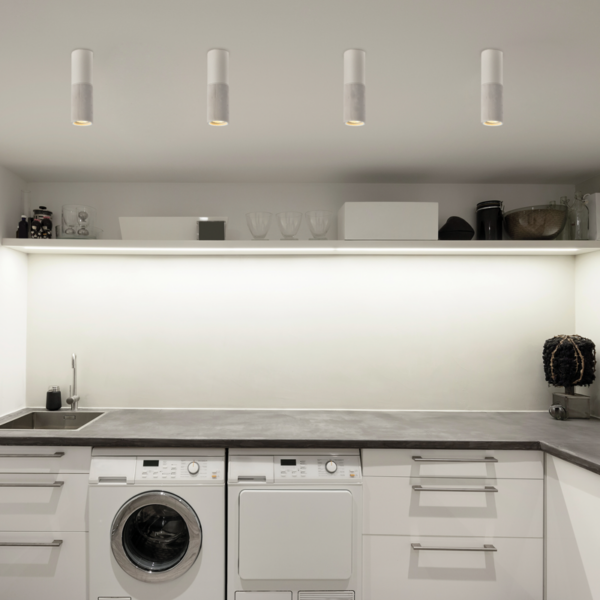 ACA DECOR  – Φωτιστικό Οροφής / Τοίχου 1XGU10 Γκρι Πηλός + Μεταλλικό Λευκό Φ7ΧΗ24cm