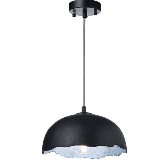 ACA DECOR   – Κρεμαστό Φωτιστικό 1ΧΕ27 Μαύρο/Ασημί Πηλός Φ25ΧΗ120cm