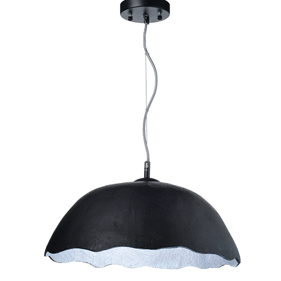 ACA DECOR   – Κρεμαστό Φωτιστικό 1ΧΕ27 Μαύρο/Ασημί Πηλός Φ45ΧΗ120cm