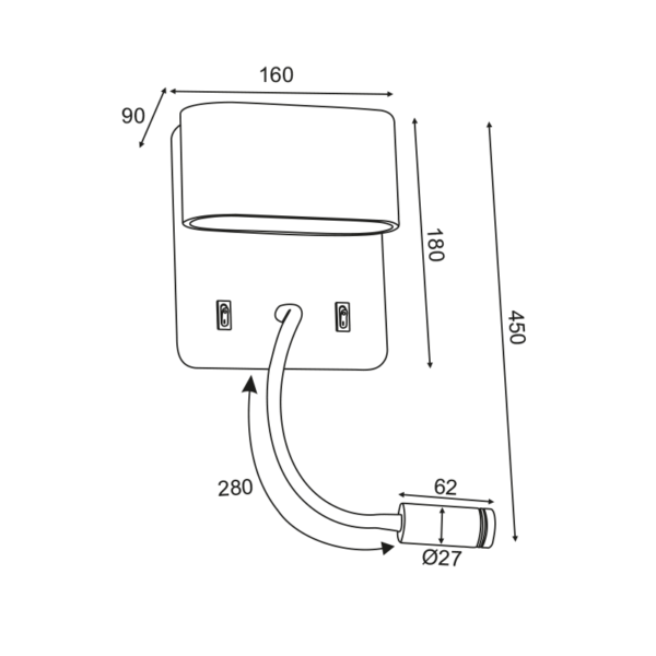 ΕΠΙΤΟΙΧΟ ΦΩΤΙΣΤΙΚΟ LED 8W 3000K 640LM ΜΑΥΡΟ ΜΕΤ/ΚΟ 16Χ9Χ45CM PRIAMUS ACA – V86LEDW45BK