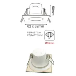 LED ΧΩΝΕΥΤΟ ΦΩΤΙΣΤΙΚΟ ΣΠΟΤ ΝΙΚΕΛ ΜΑΤ ΤΕΤΡΑΓΩΝΟ ΑΔΙΑΒΡΟΧΟ 5W 230V 120° IP65 VERA ACA- VERA530SNM