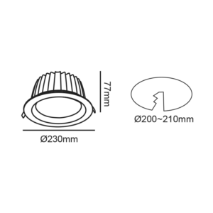 Χωνευτό Φωτιστικό Λευκό Φ230 LED COB 40W 4700lm 100° 3000K  ACA – VIDO4030