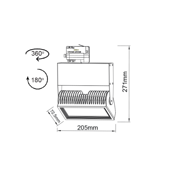 Λευκός Προβολέας led Ράγας Τριφασικός 4 Καλωδίων 45W 3000K 4WIRES 80° 3500LM 230V Ra8 ACA – VIENNE4530W4