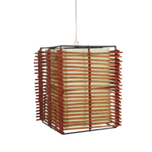 Κρεμαστό Φωτιστικό 1ΧE27 Μεταλλικό με Πάπυρο & Μπαμπού ACA DECOR  – W19171AB