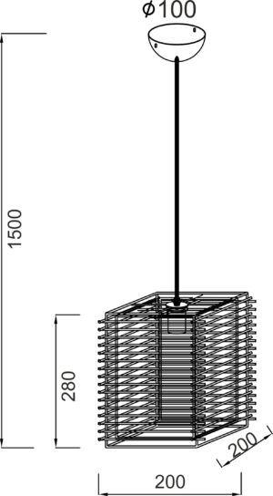 Κρεμαστό Φωτιστικό 1ΧE27 Μεταλλικό με Πάπυρο & Μπαμπού ACA DECOR  – W19171AB