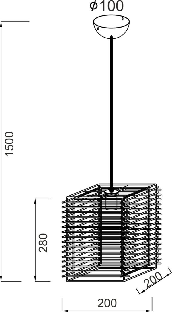Κρεμαστό Φωτιστικό 1ΧE27 Μεταλλικό με Πάπυρο & Μπαμπού ACA DECOR  – W19171AB