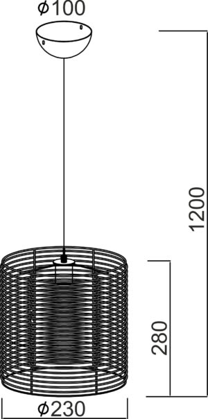 Κρεμαστό Φωτιστικό 1ΧE27 Μεταλλικό με Πάπυρο & Μπαμπού ACA DECOR  – W19171BB