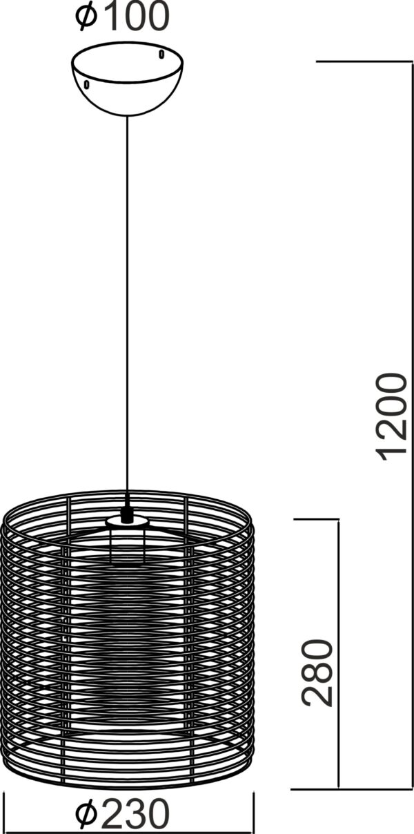Κρεμαστό Φωτιστικό 1ΧE27 Μεταλλικό με Πάπυρο & Μπαμπού ACA DECOR  – W19171BB