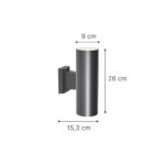 InLight Winnipeg 2xΕ27 Outdoor Up-Down Wall Lamp Grey D:15.3cmx26cm (80203434)