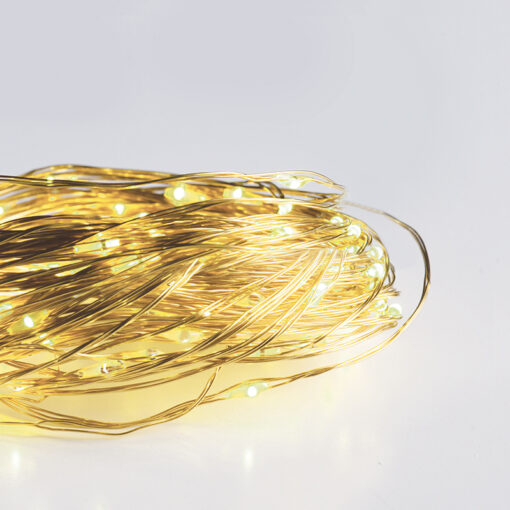 100 LED ΛΑΜΠΑΚIA ΣΕΙΡΑ ΘΕΡΜΟ ΛΕΥΚΟ ΧΡΥΣΟ ΚΑΛΩΔ ΧΑΛΚΟΥ ΑΝΤΑΠΤΟΡ(3VDC) & 8 ΠΡΟΓΡΑΜ IP44 10m+3m 1.8W ACA – X01100132