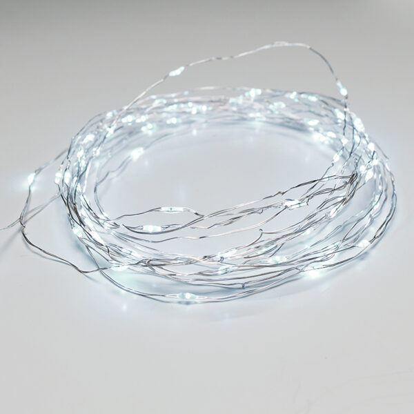 100 LED ΛΑΜΠΑΚIA ΣΕΙΡΑ ΨΥΧΡΟ ΛΕΥΚΟ ΑΣΗΜΙ ΚΑΛΩΔ ΧΑΛΚΟΥ ΑΝΤΑΠΤΟΡ(3VDC) & 8 ΠΡΟΓΡΑΜ IP44 10m+3m 1.8W ACA – X01100212