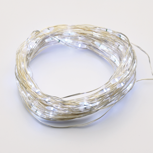 100 LED ΛΑΜΠΑΚ ΣΕΙΡΑ ΧΡΟΝΟΔΙΑΚ ΛΕΥΚΟ ΑΣΗΜΙ ΚΑΛΩΔ ΧΑΛΚΟΥ & ΜΠΑΤΑΡ 3xAA IP44 10m+10cm ACA – X01100215