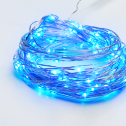 100 LED ΛΑΜΠΑΚ ΣΕΙΡΑ ΧΡΟΝΟΔΙΑΚ ΜΠΛΕ ΑΣΗΜΙ ΚΑΛΩΔ ΧΑΛΚΟΥ & ΜΠΑΤΑΡ 3xAA IP44 10m+10cm ACA – X01100615