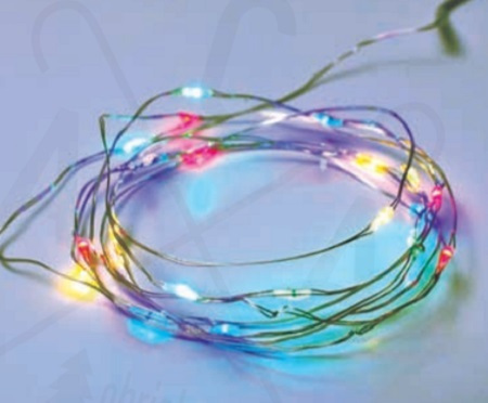 20 LED ΛΑΜΠΑΚ ΣΕΙΡΑ RGBY ΑΣΗΜΙ ΚΑΛΩΔ ΧΑΛΚΟΥ & ΜΠΑΤΑΡ 2xCR2032 IP20 2m+10cm 1.2W ACA – X0120313