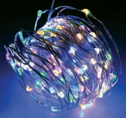 300 LED ΛΑΜΠΑΚ ΣΕΙΡΑ RGBY ΑΣΗΜΙ ΚΑΛΩΔ ΧΑΛΚΟΥ ΑΝΤΑΠΤΟΡ(3VDC) & 8 ΠΡΟΓΡΑΜ IP44  30m+3m 7.2W ACA – X01300312