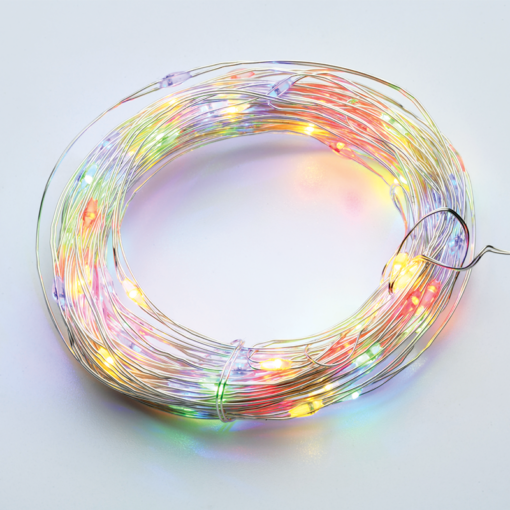 50 LED ΛΑΜΠΑΚ ΣΕΙΡΑ RGBY ΑΣΗΜΙ ΚΑΛΩΔ ΧΑΛΚΟΥ & ΜΠΑΤΑΡ 3xAA IP20 5m+10cm 3W ACA – X0150311