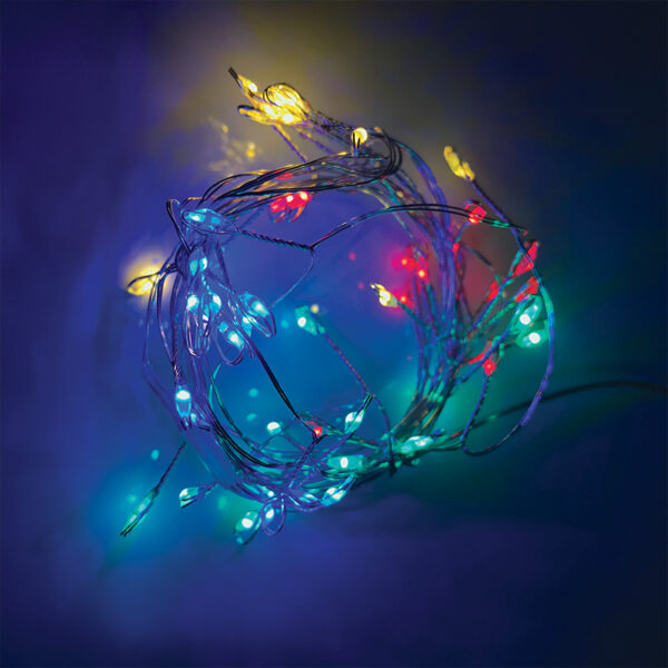 50 CLUSTER LED ΛΑΜΠΑΚ ΣΕΙΡΑ RGBY ΑΣΗΜΙ ΚΑΛΩΔ ΧΑΛΚΟΥ & ΜΠΑΤΑΡ 3xAA IP20 2.5m+30cm 3W ACA – X01503117