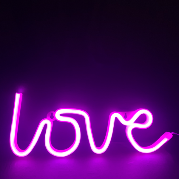 LOVE, 118 NEON LED ΛΑΜΠΑΚΙΑ ΜΕ ΜΠΑΤΑΡΙΑ (3xAA)/USB, ΡΟΖ, IP20, 35.5x2x13cm ACA – X041187322