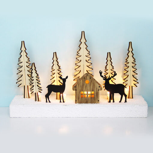 PLYWOOD CHRISTMAS TREE 3 10 LED WW ΛΑΜΠΑΚΙΑ ΜΠ/ΡΙΕΣ (2AA) IP20 26X7.5X16CM ACA – X05101118