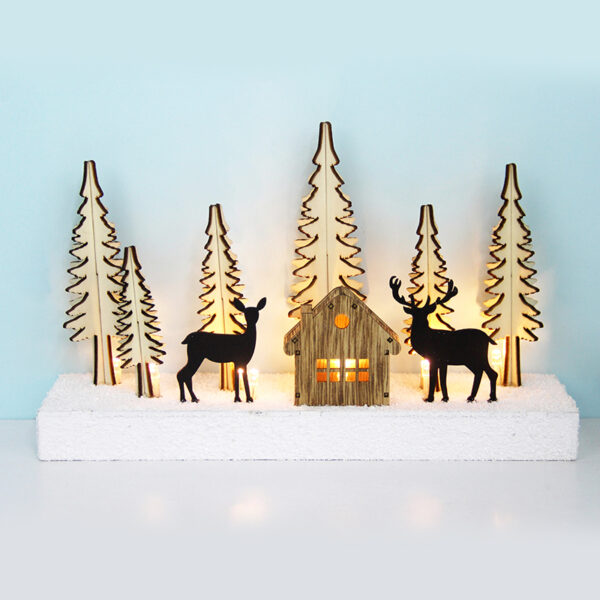 PLYWOOD CHRISTMAS TREE 3 10 LED WW ΛΑΜΠΑΚΙΑ ΜΠ/ΡΙΕΣ (2AA) IP20 26X7.5X16CM ACA – X05101118