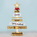 WOODEN CHRISTMAS TREE 10 MINI LED WW ΛΑΜΠΑΚΙΑ ΜΠ/ΡΙΕΣ (2AA) IP20 22.5X5X38CM ACA – X05121120